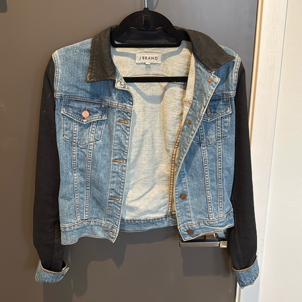 j brand black and denim jean jacket size small